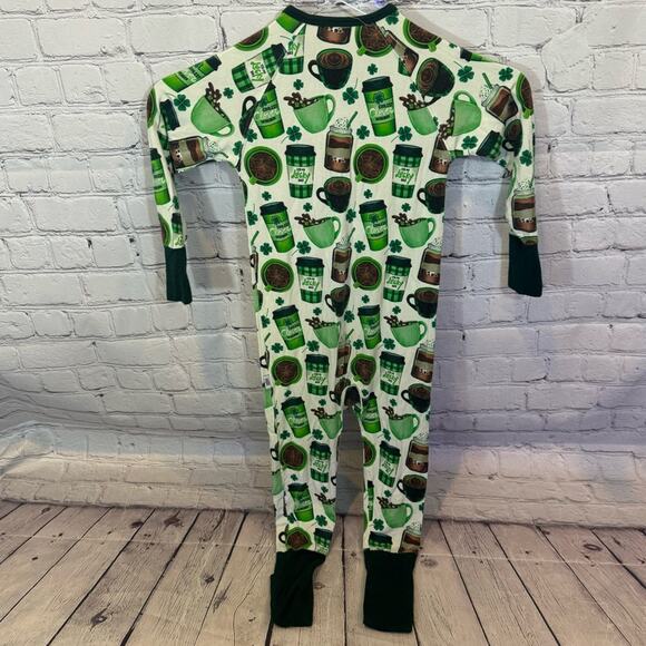Fletch Bamboo St. Patricks Day Coffee Bamboo Zip Romper - Picture 4 of 5